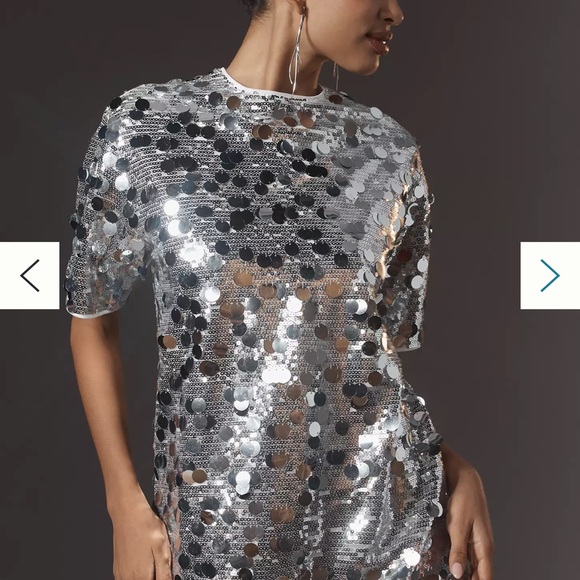 Urban Outfitters Glamorous Silver Sequin Mockneck Mini Dress NWT - Picture 3 of 4
